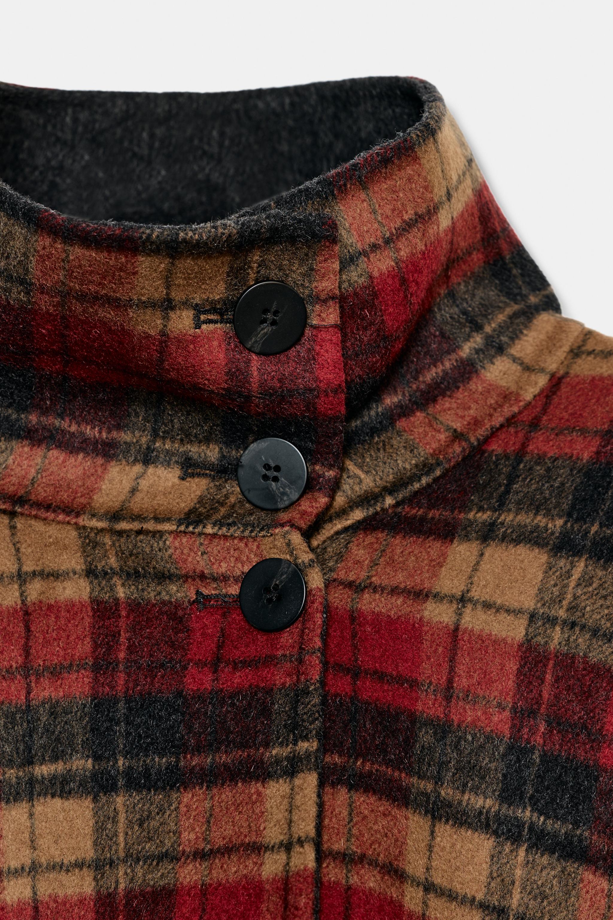 PLAID WOOL CAPE ZW COLLECTION LIMITED EDITION